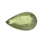 A pear shape green sapphire weighing 4.11ct.