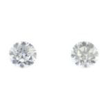 Two brilliant-cut diamonds, total weight 0.45ct.