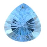 A pear shape blue topaz weighing 33.81ct measuring 11.65 by 10.4 by 12.6mm.