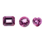 Six vari-shape pink coated topaz.