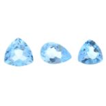 A selection of vari-shape blue topaz.