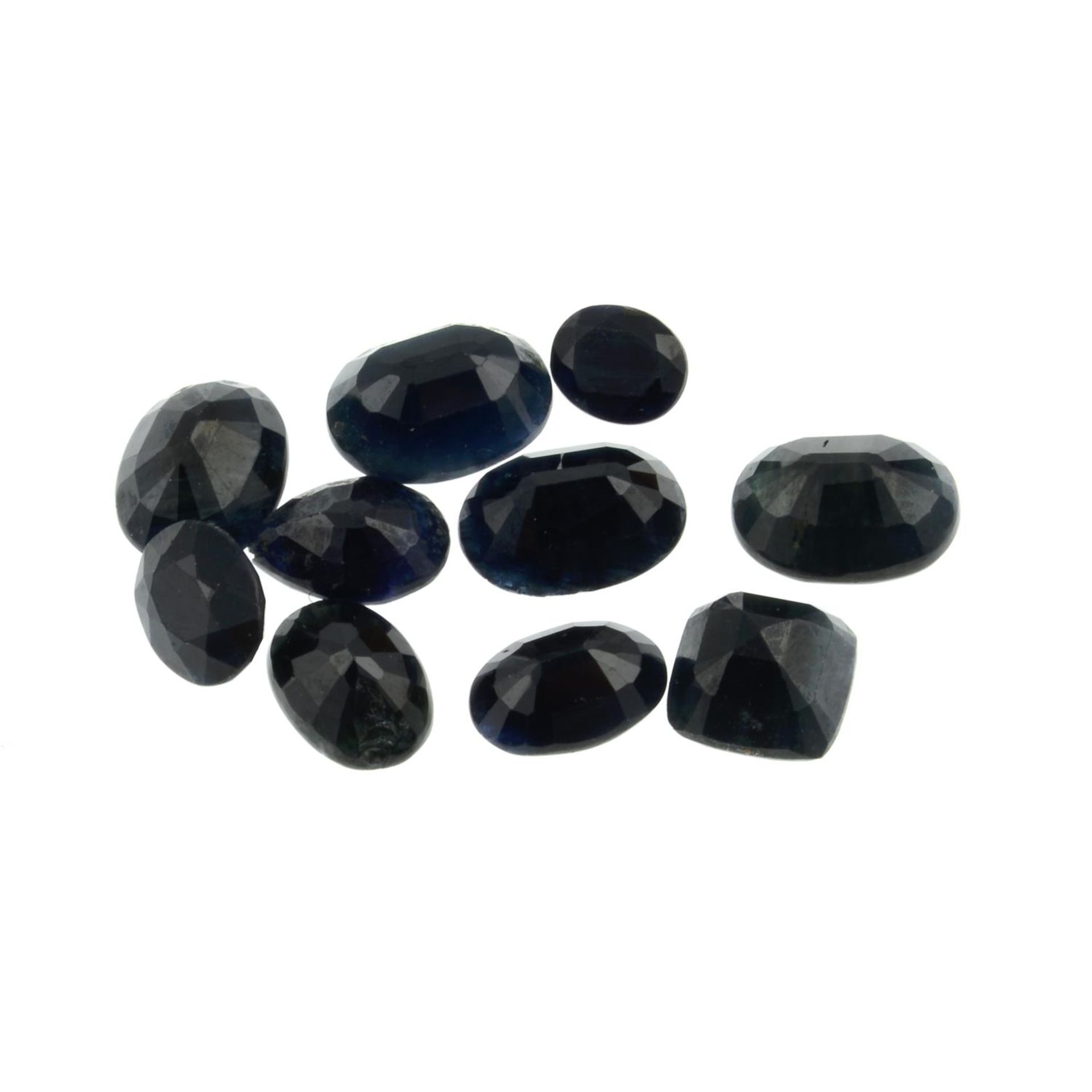 Ten vari-shape and vari-size shape blue sapphires weighing 12.94ct. - Image 2 of 2
