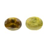 Two oval-shape yellow and brown sphene, total weight 4.20cts.