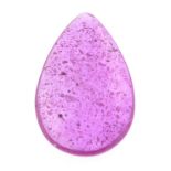 A pear shape pink sapphire weighing 3.83ct and measuring 14.37 by 9.6 by 2.62mm.