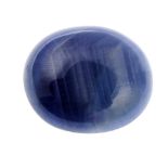 An oval shape blue star sapphire weighing 18.78ct measuring 16.48 by 14.5 by 6.94mm.