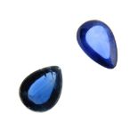 Pair of pear shape blue sapphire cabochons weighing 2.99ct measuring approximately 8 by 6.1 by