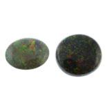 Two vari-shape opal cabochons.