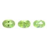 A selection of oval-shape peridot.