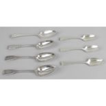 A selection of silver table spoons and dessert spoons,