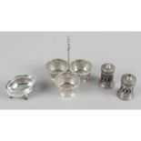 A Victorian silver cruet stand,