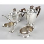 A 1930's silver four piece tea service,