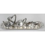 A mid-twentieth century silver miniature or toy tea set,