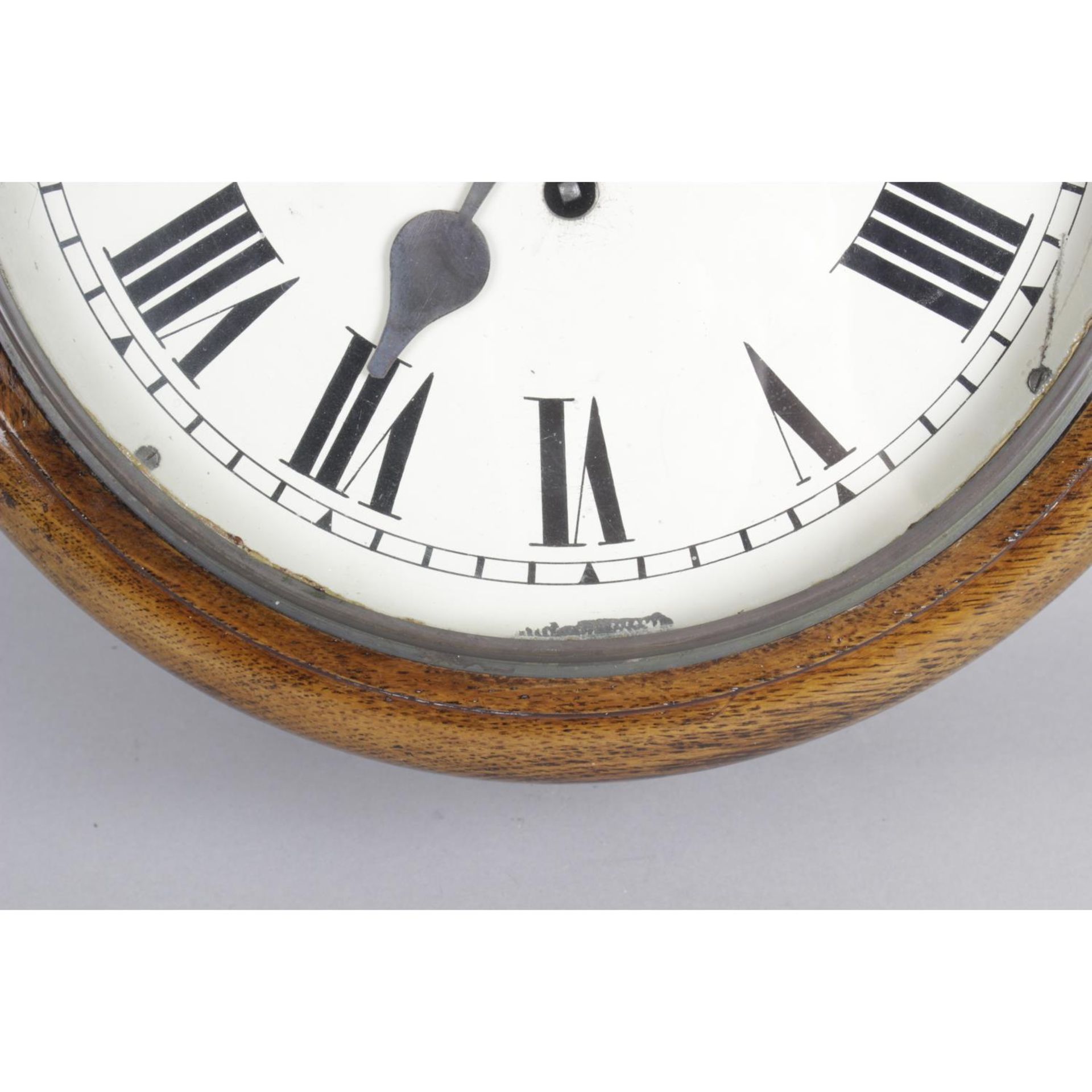 An early 20th century oak cased school-style wall clock, - Image 2 of 3