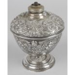 A late Victorian silver lamp base,