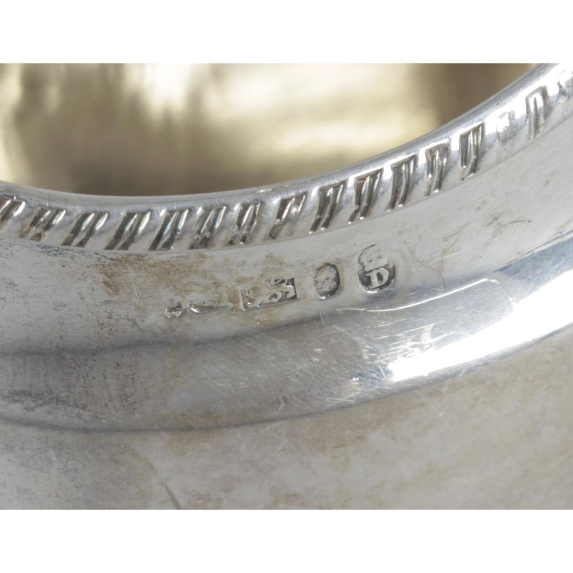 A late George III silver cream jug, of plain ovoid form with oblique gadroon rim and short spout. - Image 2 of 2