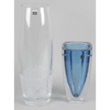 A Waterford crystal Metra Turquoise vase, height 10 (25.5cm).