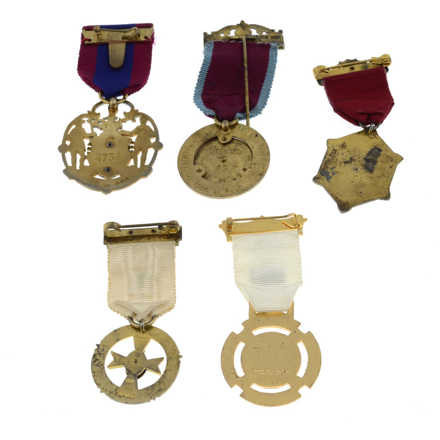 Five silver Masonic jewels, - Image 2 of 5