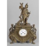 A late 19th century gilt specter mantle clock,