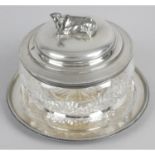 A silver butter dish,