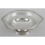 An early 20th century silver small pierced pedestal dish,