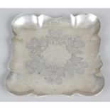 A mid-20th century silver small square dish,