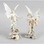 A pair of German porcelain figures of Cupid and Psyche.,