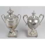 A silver plated twin-handled samovar,