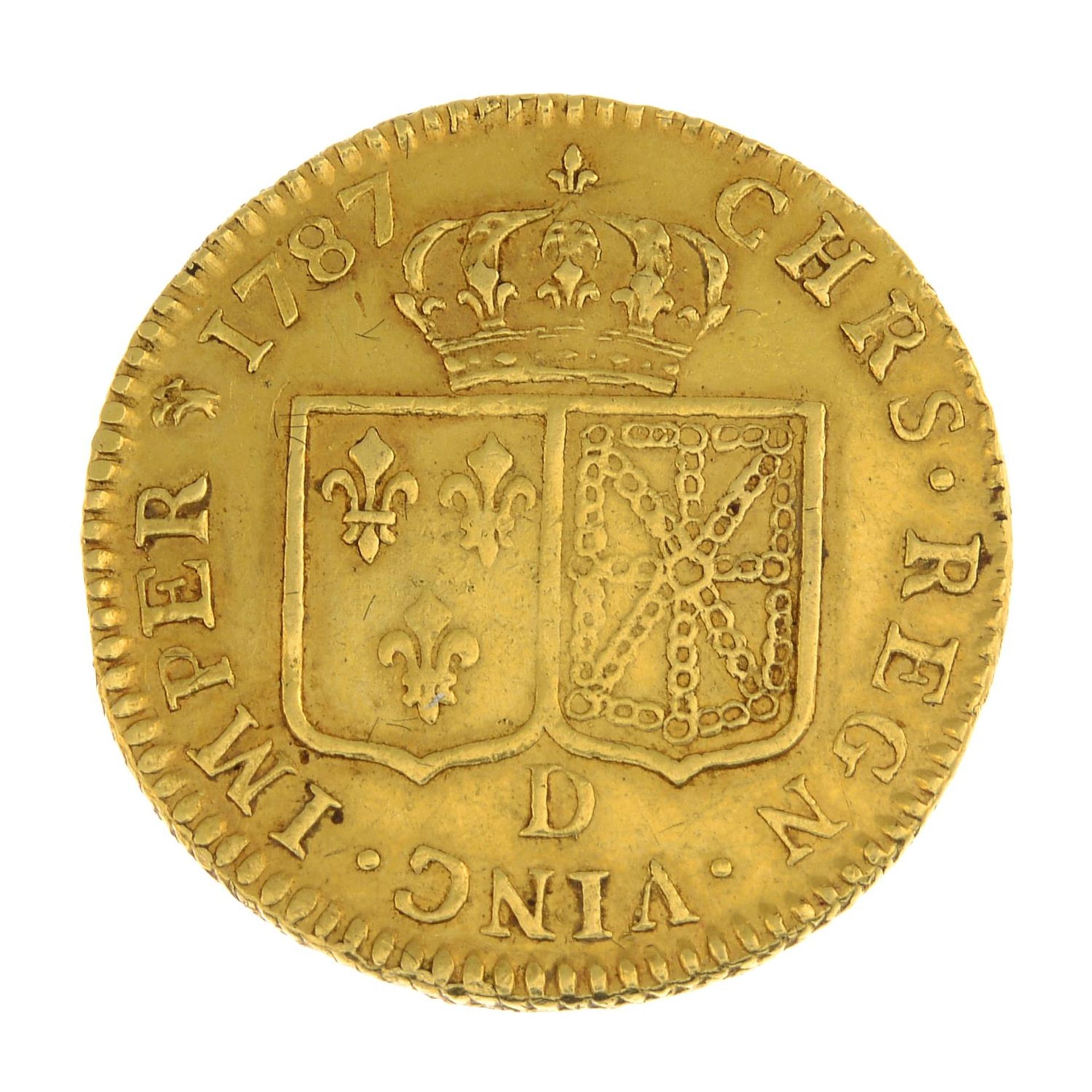 France, Louis XVI, Louis d'Or 1787D, Lyon mint, mm.bee (KM 591.5). - Bild 2 aus 2