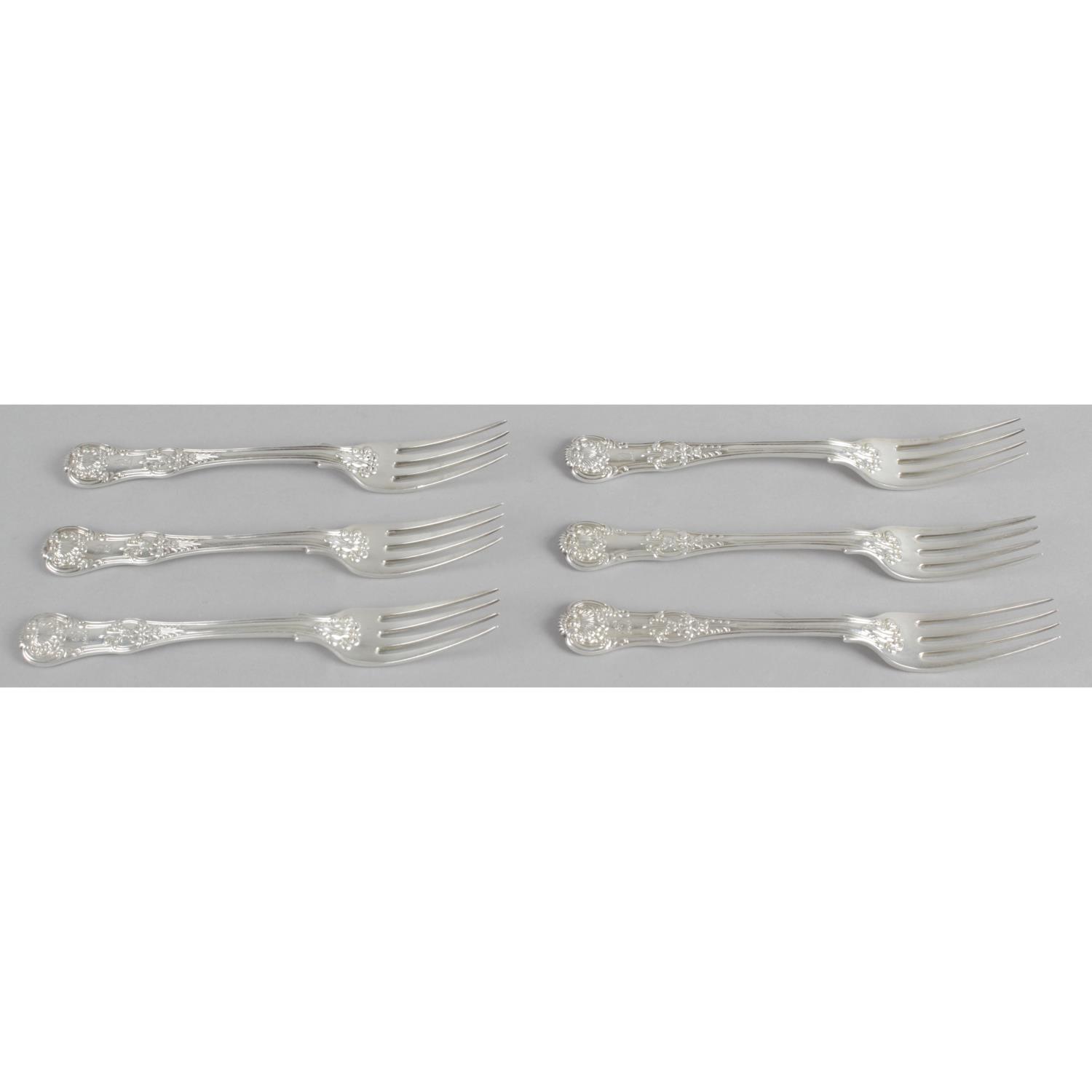 A set of six George IV silver dessert forks,