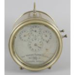 A Hateleys brass bodied homing pigeon clock, with four dials to front, patent no.