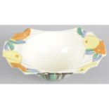 A Clarice Cliff, bizarre, Newport pottery Delecia citrus pattern twin-handled bowl.