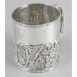 A late Victorian silver christening mug,