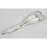 An Edwardian silver pair of grape scissors of plain design with loop handles - stamped Rd 483718.