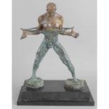 A cast bronze figure modelled as an athletic male ballet dancer dressed in a leotard (possibly