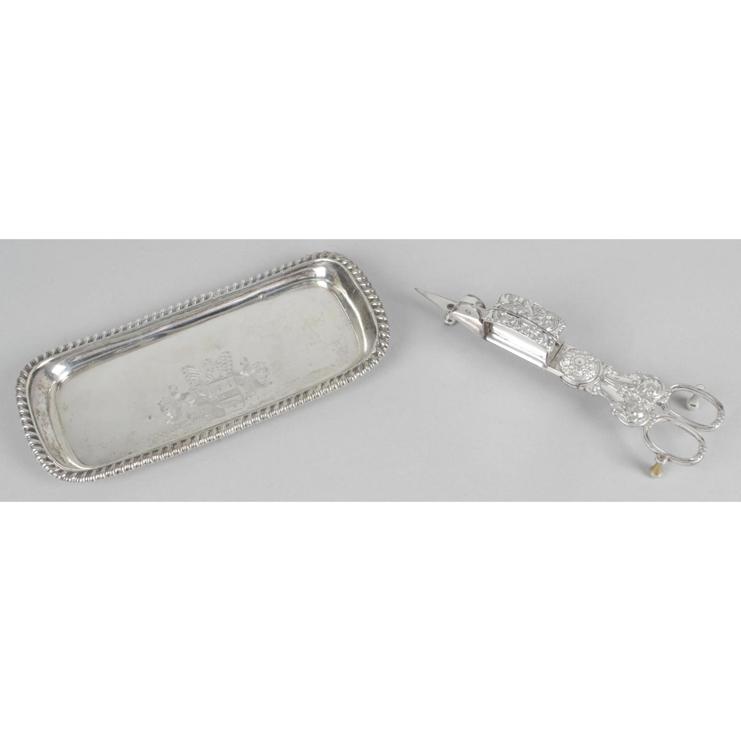 A late George III silver snuffer tray,