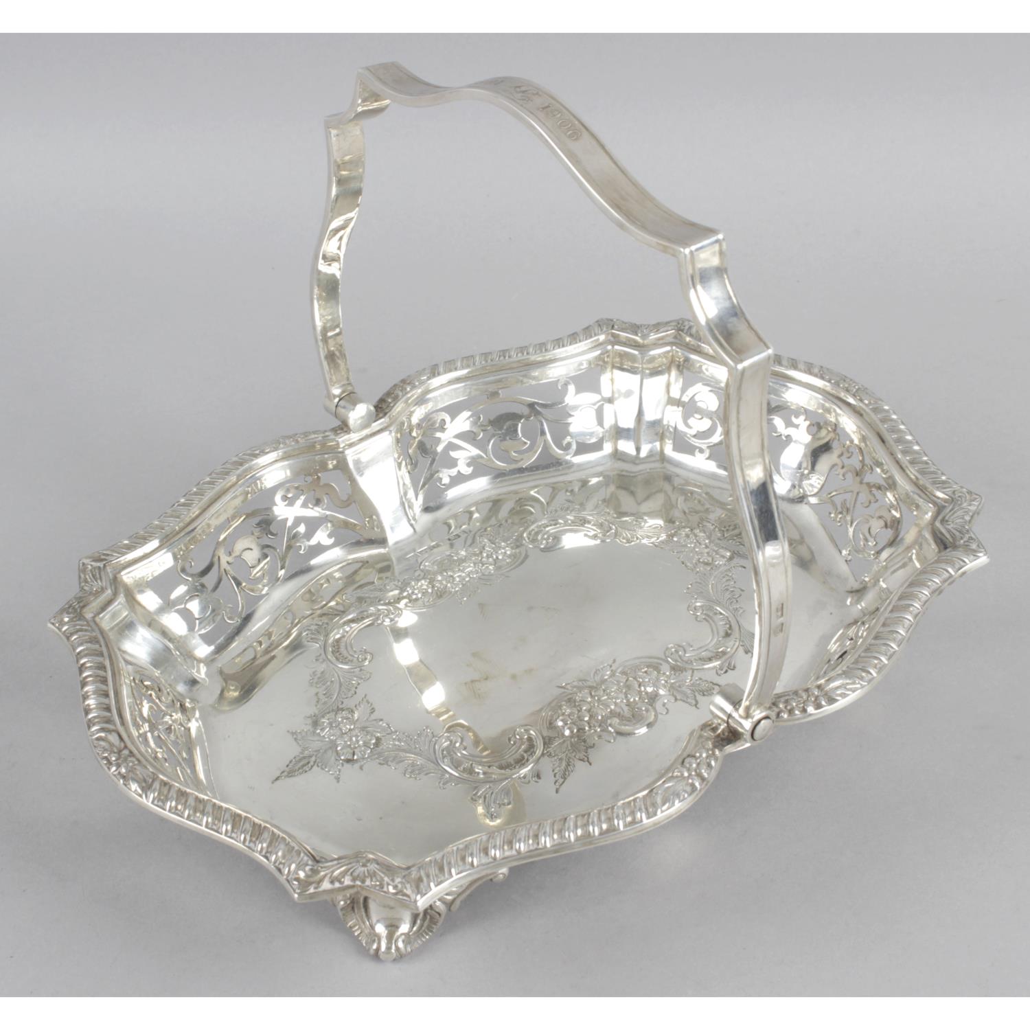 An Edwardian silver swing-handle basket,