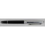 A Montblanc Meisterstuck fountain pen, the black resin ovoid body fitted with an 18ct.