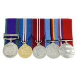 A court mounted group of five medals comprising General Service Medal 1962,