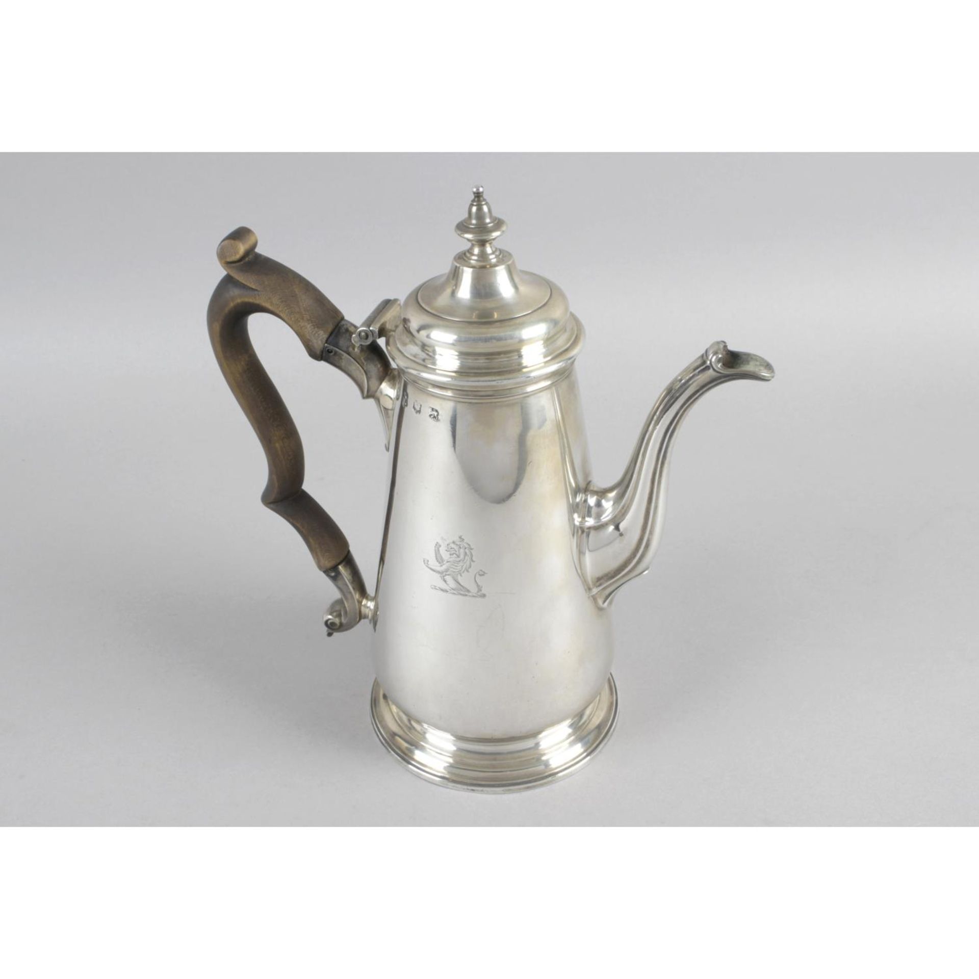 A George II silver coffee pot,