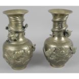 A pair of late 19th century Oriental bronze vases,
