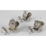 A novelty Chinese export silver condiment holder,