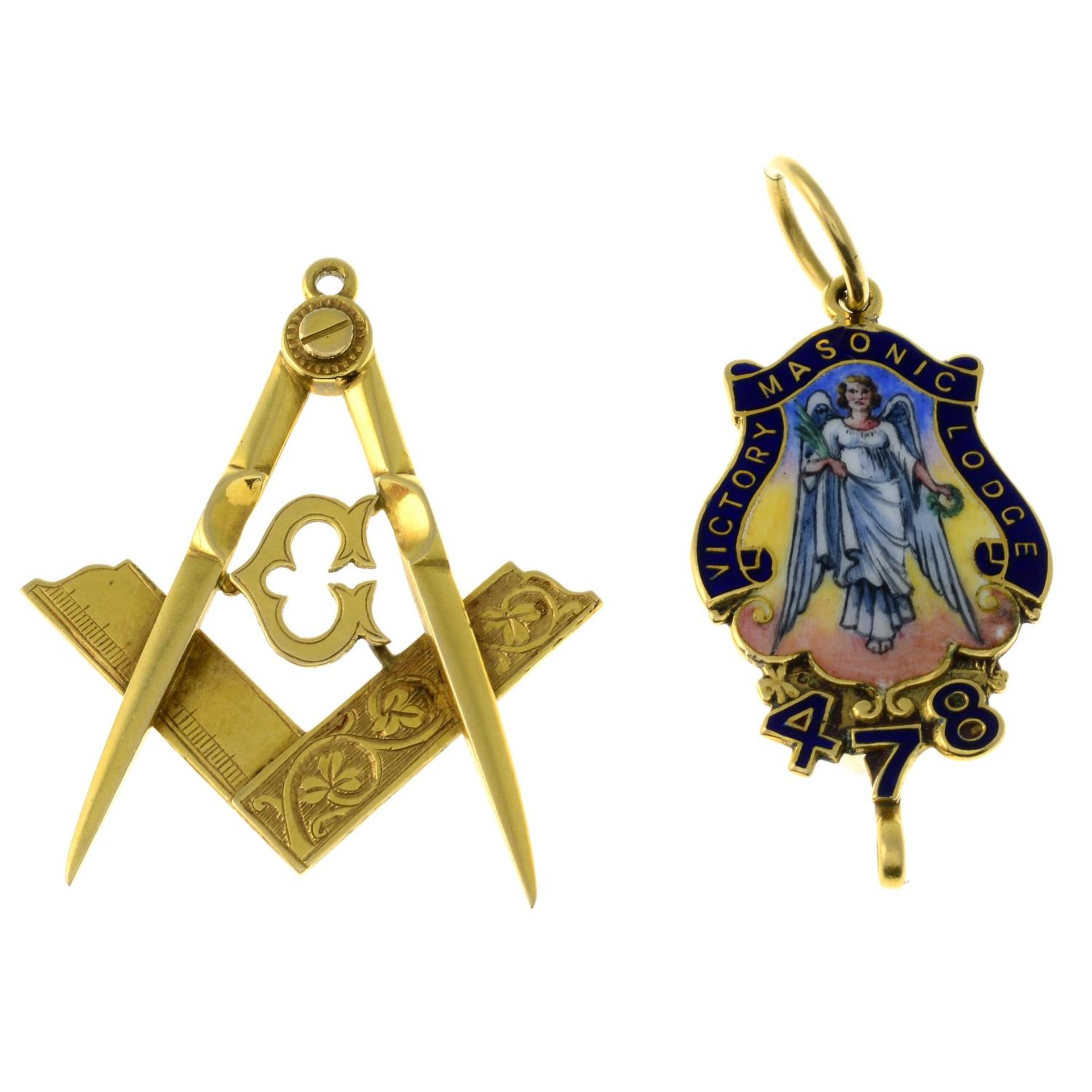 An 18ct gold Masonic pendant, Dublin, Victory Lodge No.