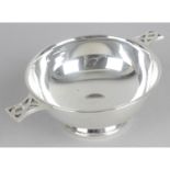 A modern silver small quaich bowl,