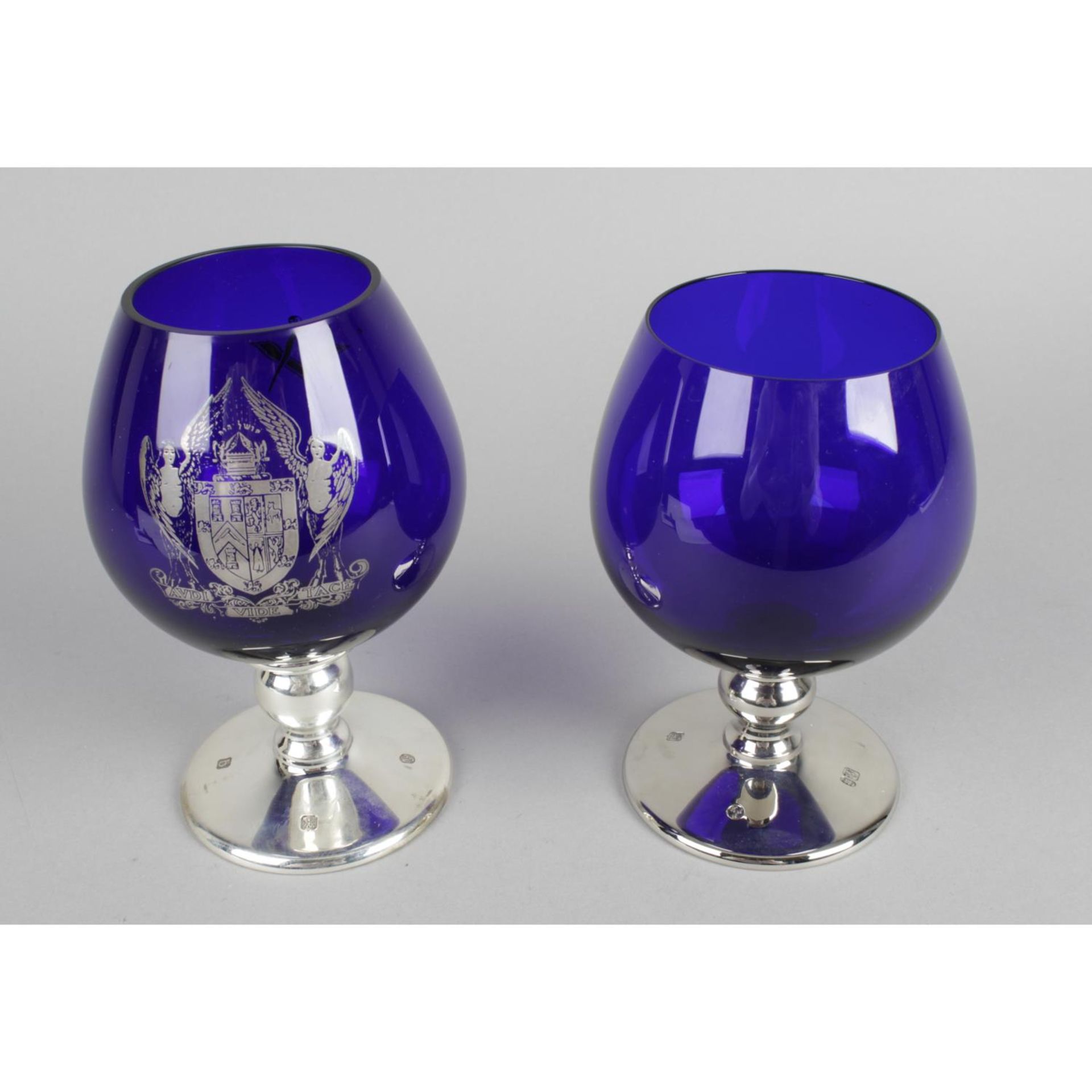 A modern silver mounted and amethyst glass goblet, - Image 3 of 5