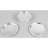 Two 1940's silver waiters or card trays of circular form,