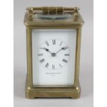 A late 19th century brass cased repeater carriage clock,