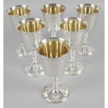 A set of six modern silver goblets,