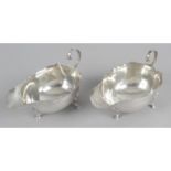 A pair of silver sauce boats,