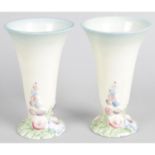 A pair of Clarice Cliff Newport pottery 'My Garden' conical shaped vases,