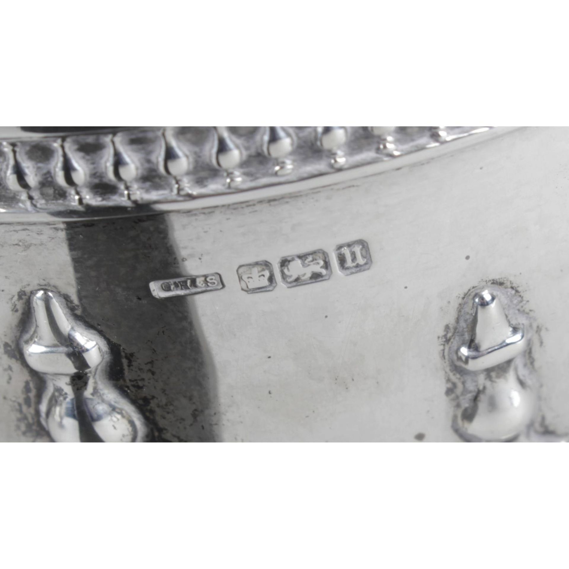 An early George V silver three piece tea service, - Image 2 of 2